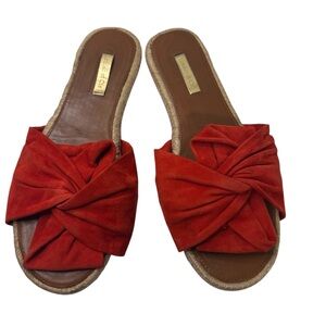Louise et Cie Camille Slide Espadrille
Sandals Front Knot Suede Burnt  Orange